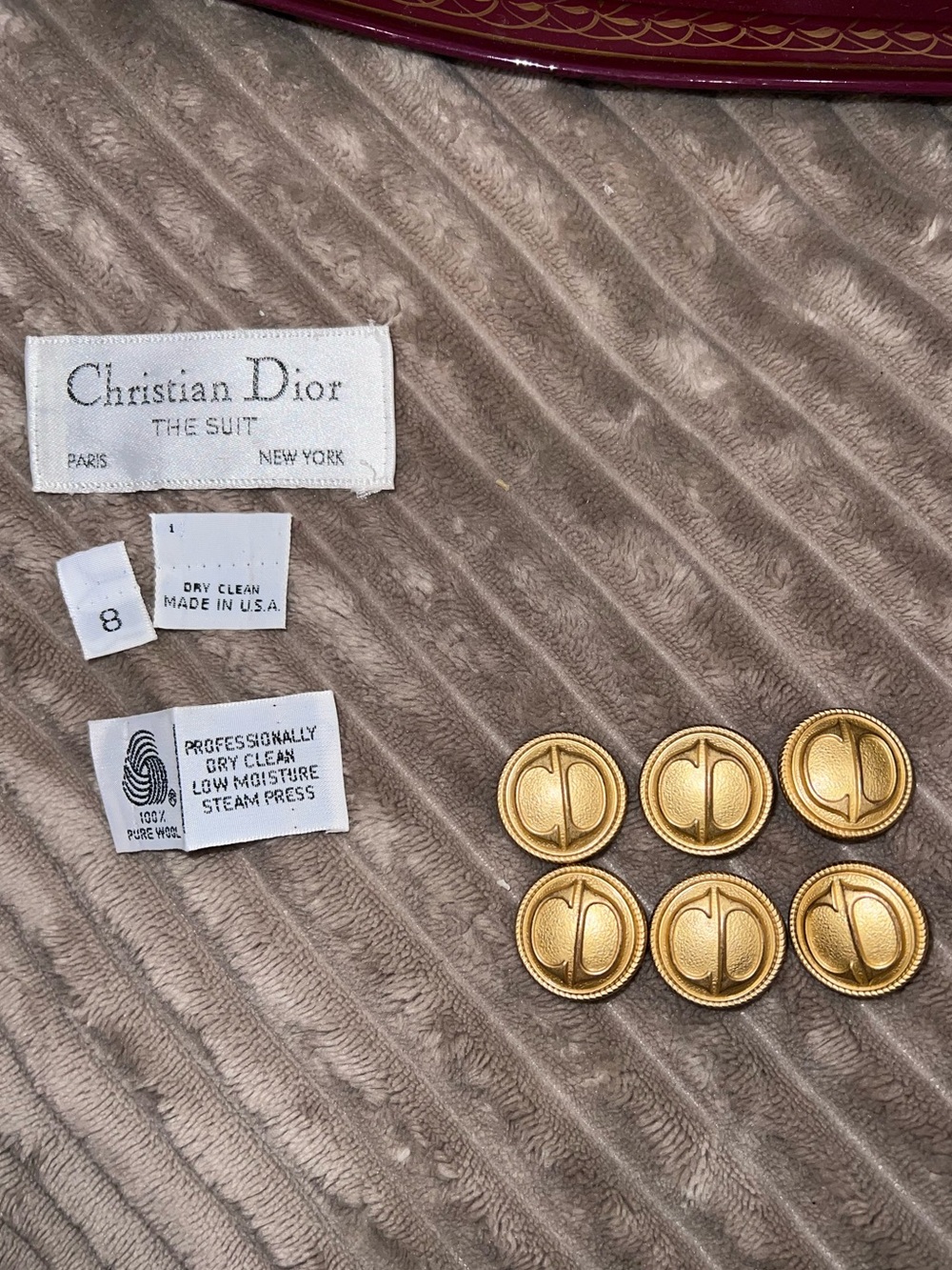 Vintage 1980s Christian Dior Gold-Tone brass Logo Buttons CD Monogram set of 6